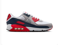 Nike Air Max 90 White and Grey Sneakers with Navy and Red Accents