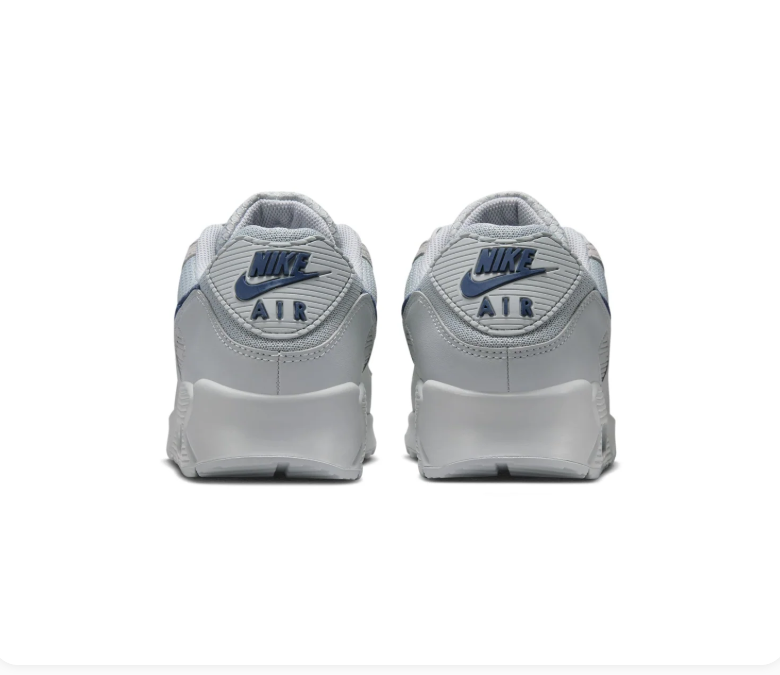 Nike Air Max 90 Light Grey Sneakers with Navy Swoosh