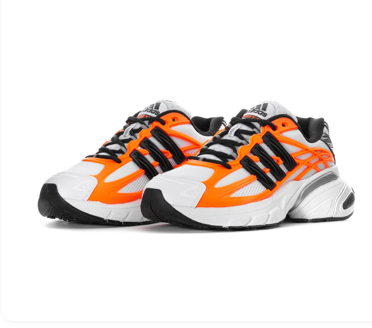 Adidas Adistar White and Orange Chunky Sneakers with Black Stripes