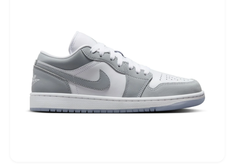 Air Jordan 1 Low Grey and White Sneakers