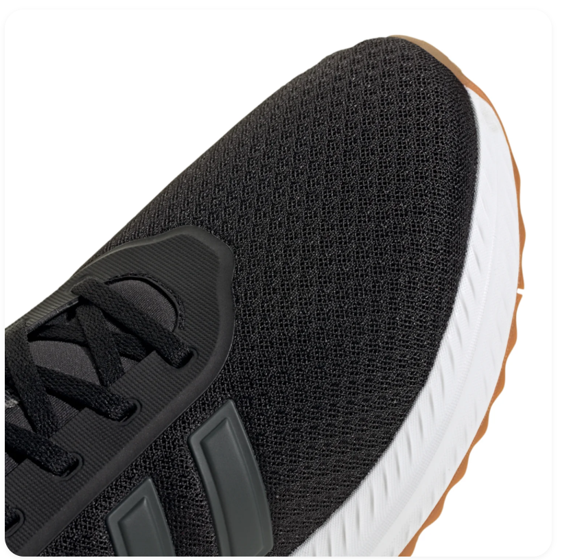 Adidas Black Mesh Sneakers with Grey Stripes and Gum Outsole