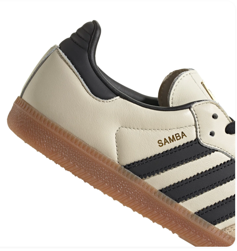Adidas Samba Cream and Black Sneakers with Gum Outsole