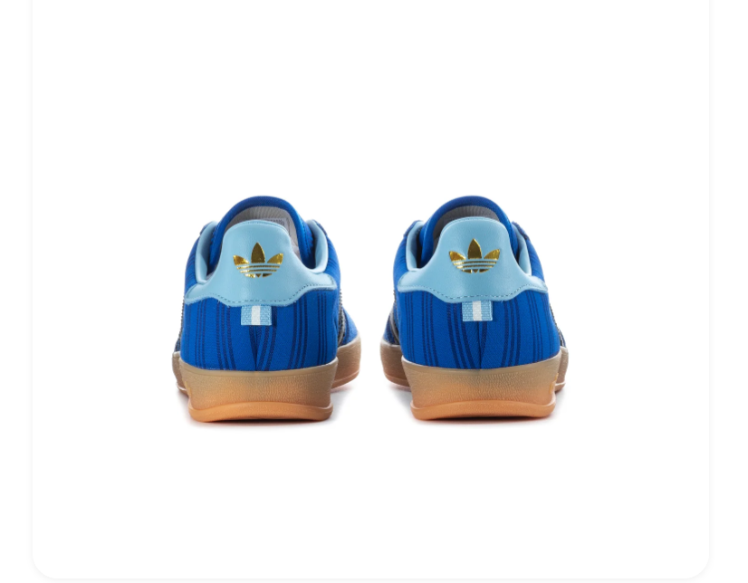 Adidas Gazelle Blue and Black Sneakers with Light Blue Heel and Gum Sole
