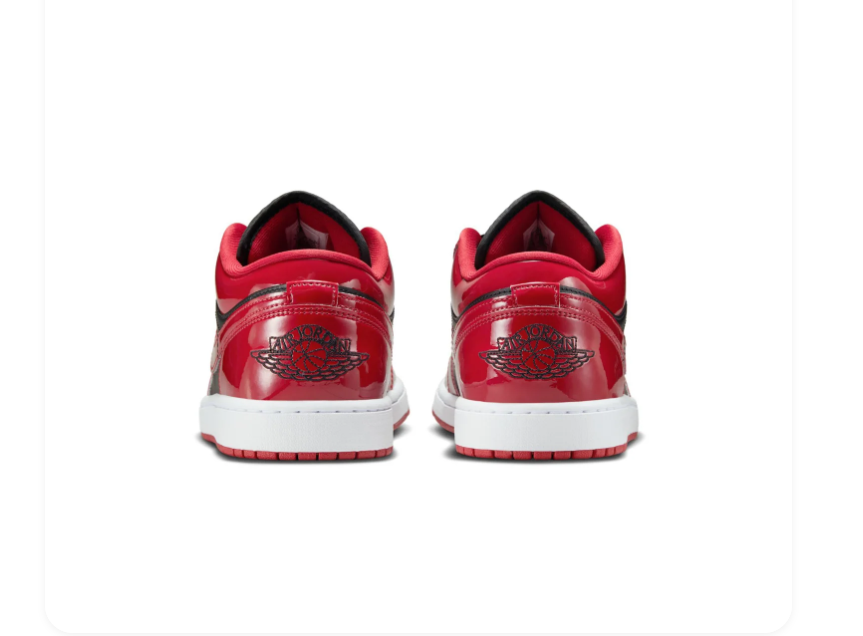 Air Jordan 1 Low Black and Glossy Red Sneakers