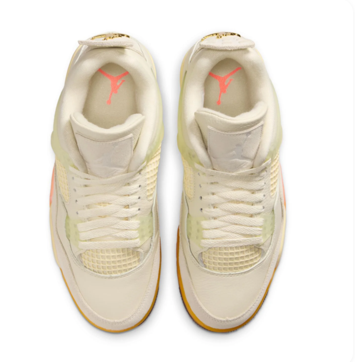 Air Jordan 4 Cream Sneakers with Peach and Orange Accents