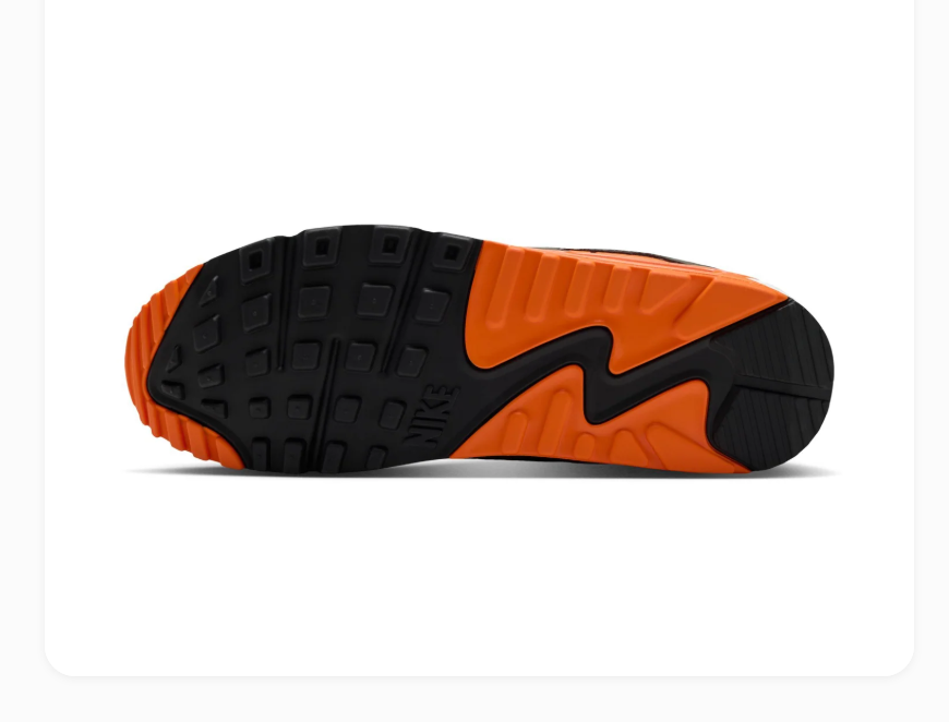 Nike Air Max 90 Black and White Sneakers with Orange Accents