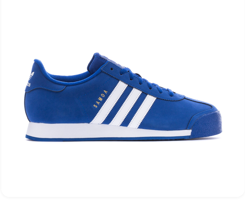 Adidas Samoa Royal Blue and White Sneakers with Textured Toe Bumper