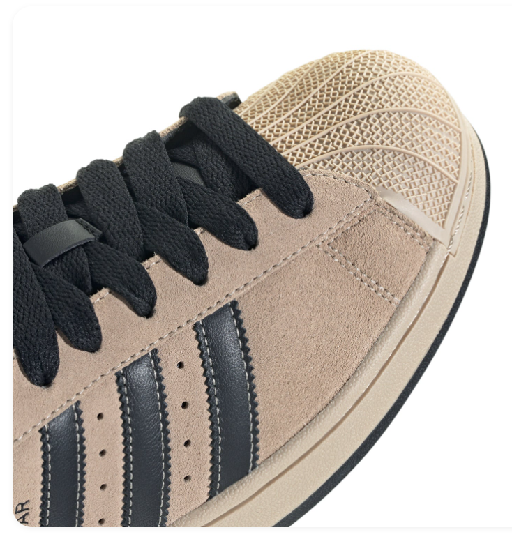 Adidas Superstar Beige and Black Shell-Toe Sneakers