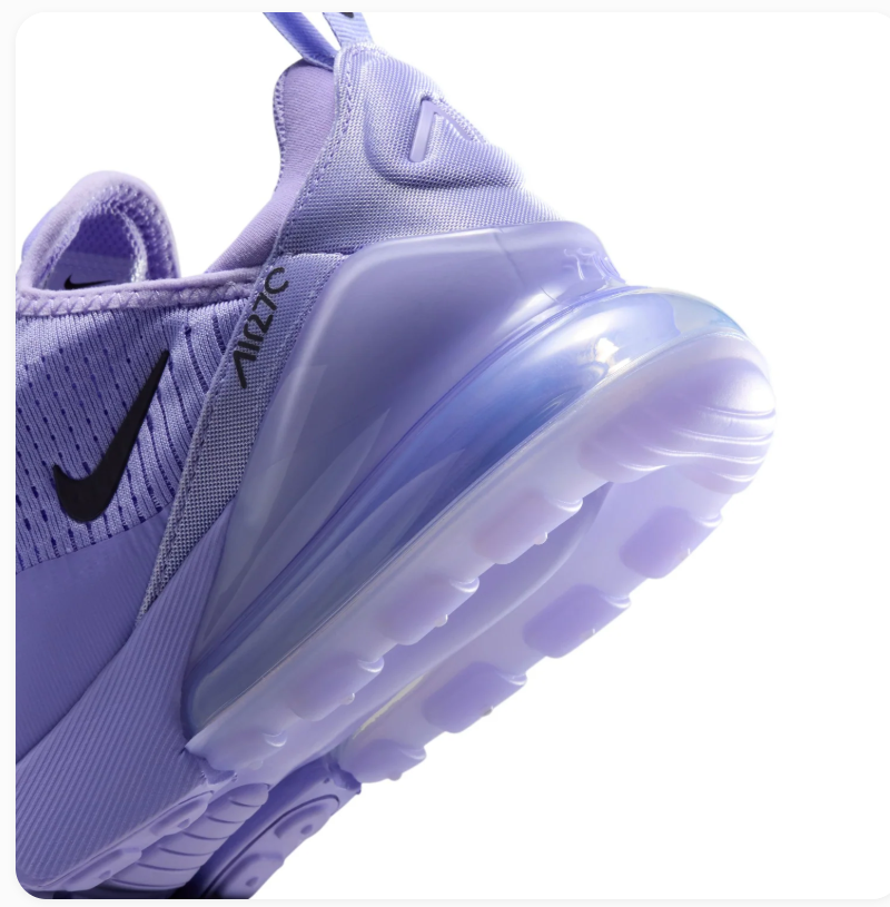 Nike Air Max 270 Lavender Sneakers with Black Swoosh