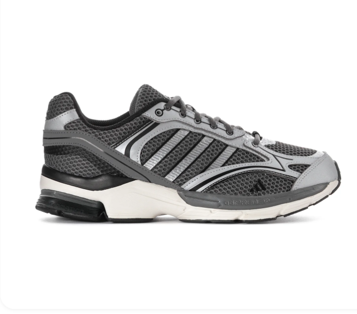 Adidas Grey Mesh Sneakers with Metallic Silver Accents