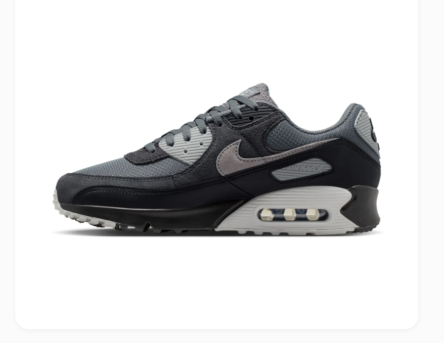 Nike Air Max 90 Charcoal and Black Sneakers with Grey Accents