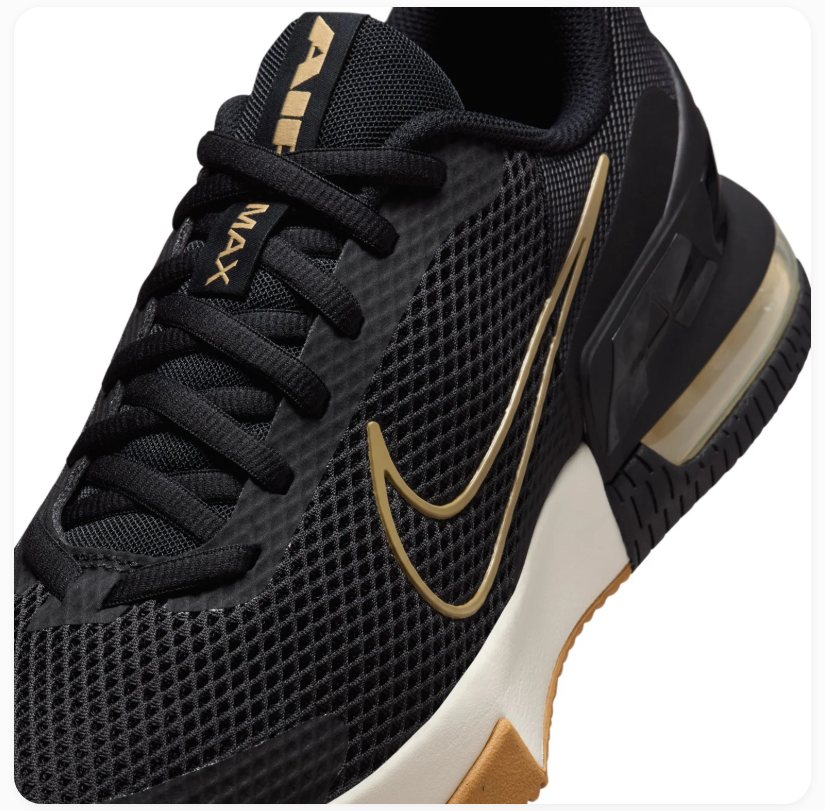 Nike Air Max Black Mesh Sneakers with Gold Accents and Gum Outsole