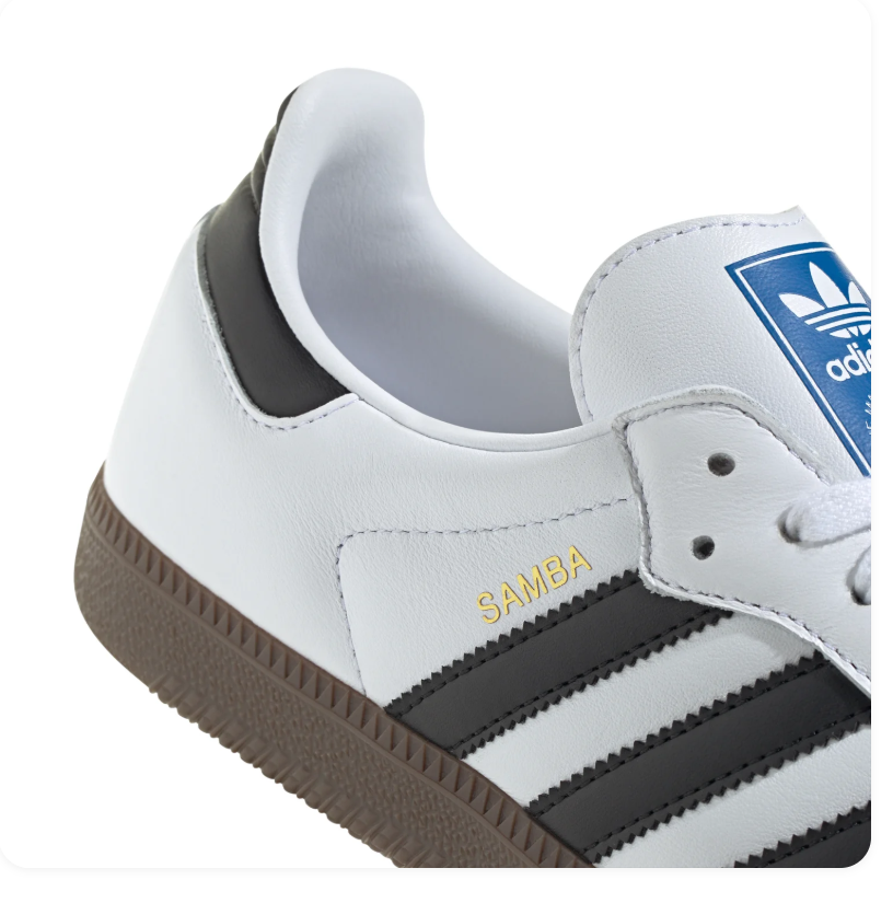 Adidas Samba White and Black Sneakers with Grey Toe and Dark Brown Outsole
