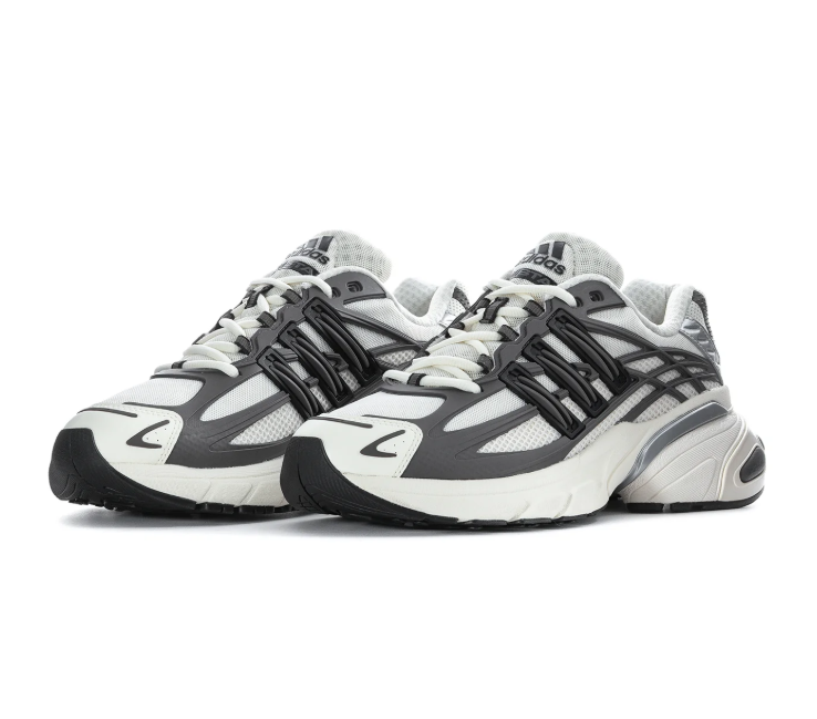 Adidas Adistar White and Grey Chunky Sneakers with Silver Accents