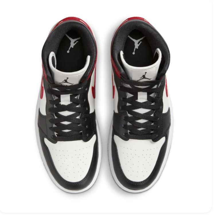 Air Jordan 1 Mid Black, White and Red Sneakers