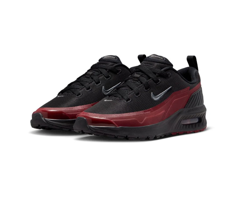 Nike Air Max Black and Burgundy Sneakers with Grey Swoosh