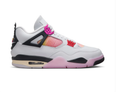 Air Jordan 4 White and Pink Sneakers with Sunset Gradient Accents