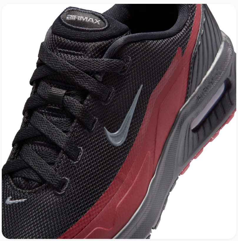 Nike Air Max Black and Burgundy Sneakers with Grey Swoosh