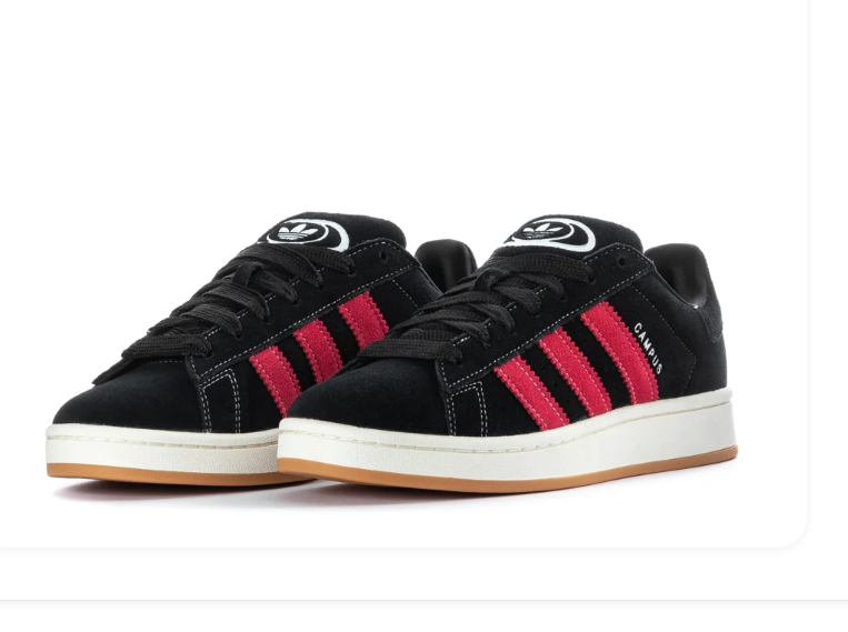 Adidas Campus Black and Pink Sneakers with Cream Midsole and Gum Outsole