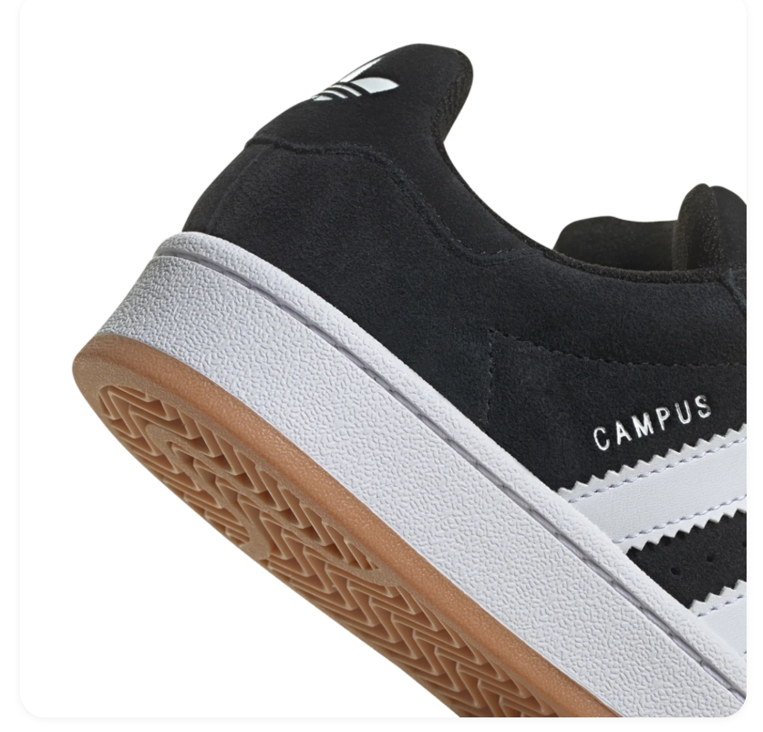Adidas Campus Black and White Sneakers with Gum Outsole