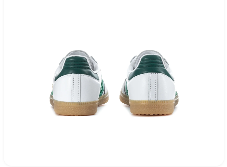 Adidas Samba White and Green Sneakers with Grey Toe and Gum Sole