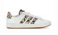 Adidas White Sneakers with Leopard-Print Stripes and Gum Outsole