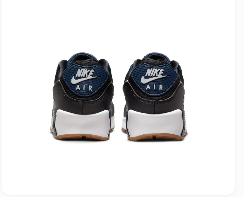 Nike Air Max 90 Black and Navy Sneakers with Gum Outsole