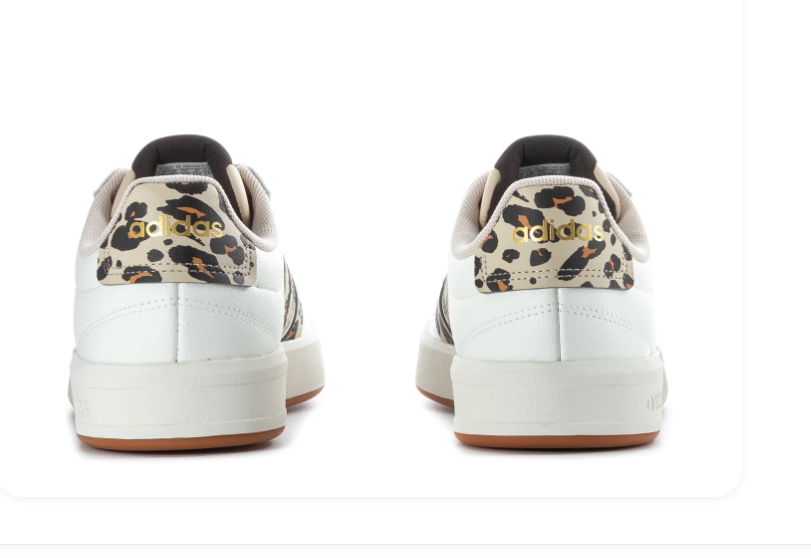Adidas White Sneakers with Leopard-Print Stripes and Gum Outsole