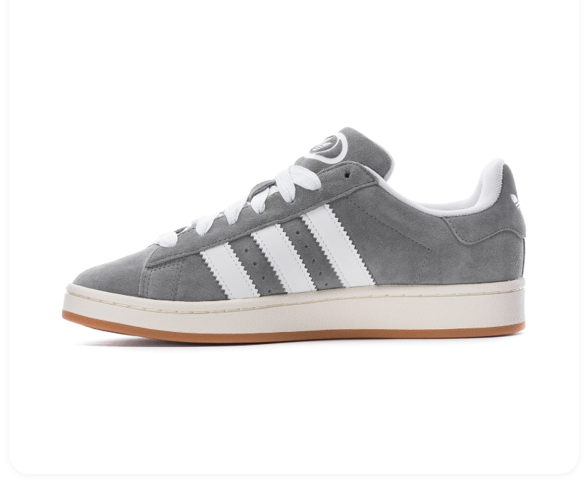 Adidas Campus Grey and White Sneakers with Cream Midsole and Gum Outsole