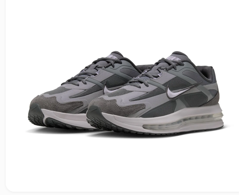 Nike Air Max Grey and Charcoal Sneakers with Silver Swoosh