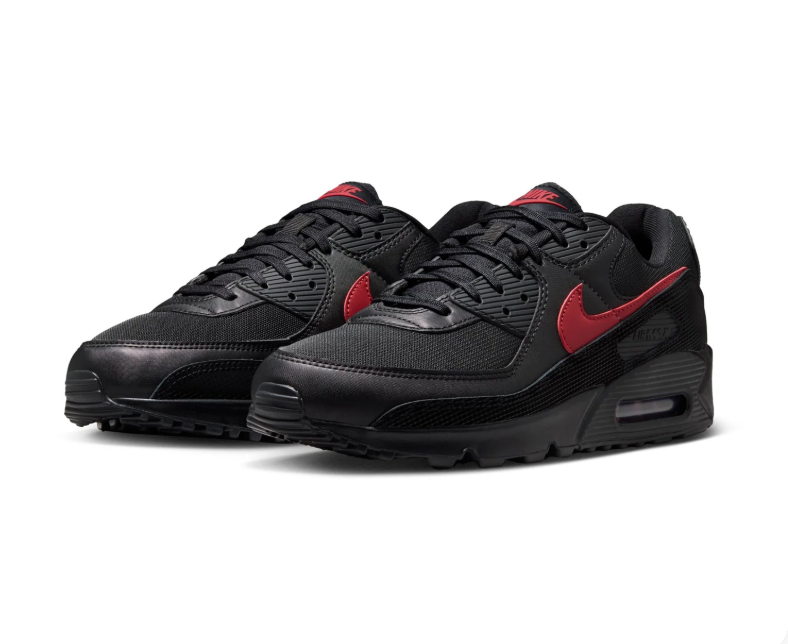 Nike Air Max 90 Black Sneakers with Red Swoosh