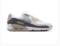 Nike Air Max 90 White and Grey Sneakers with Beige Accents