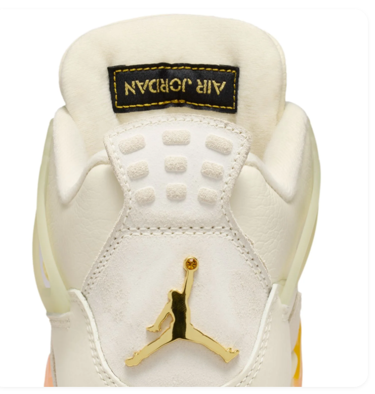 Air Jordan 4 Cream Sneakers with Peach and Orange Accents