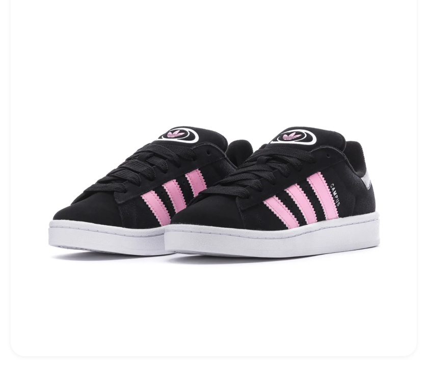 Adidas Campus Black and Pink Sneakers with White Sole