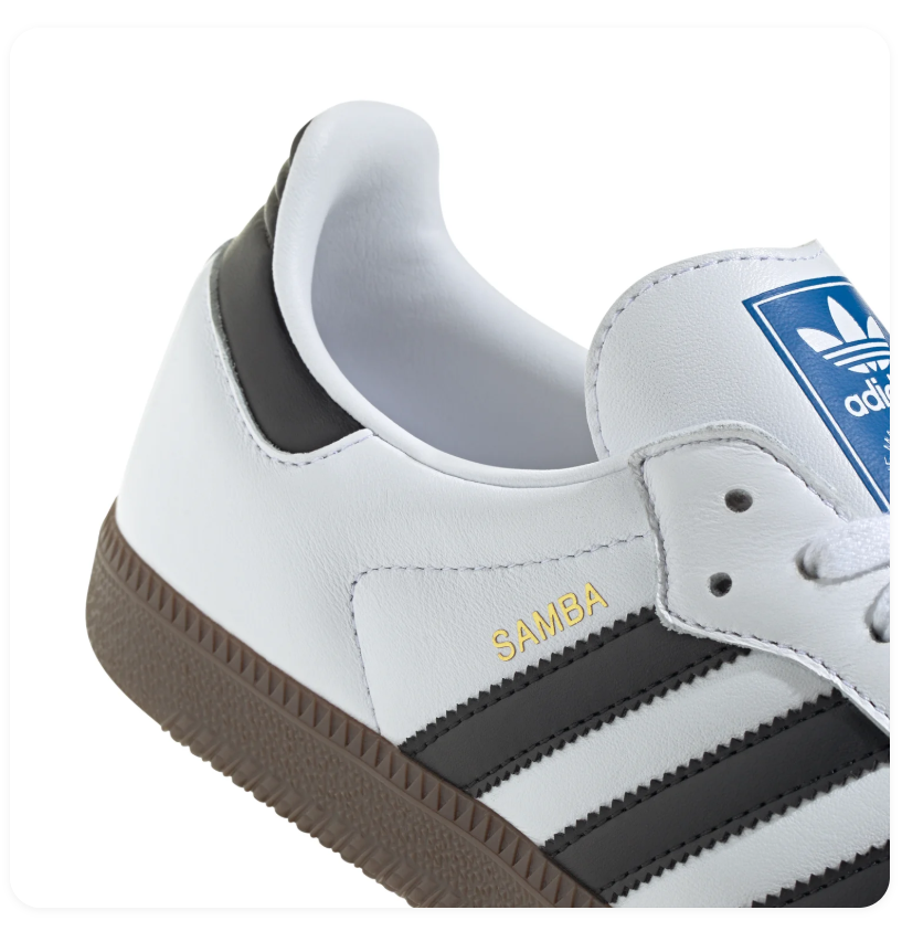 Adidas Samba White and Black Sneakers with Grey Toe and Brown Outsole