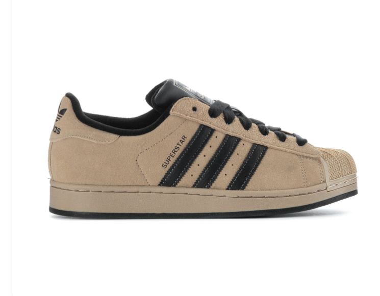Adidas Superstar Beige and Black Shell-Toe Sneakers