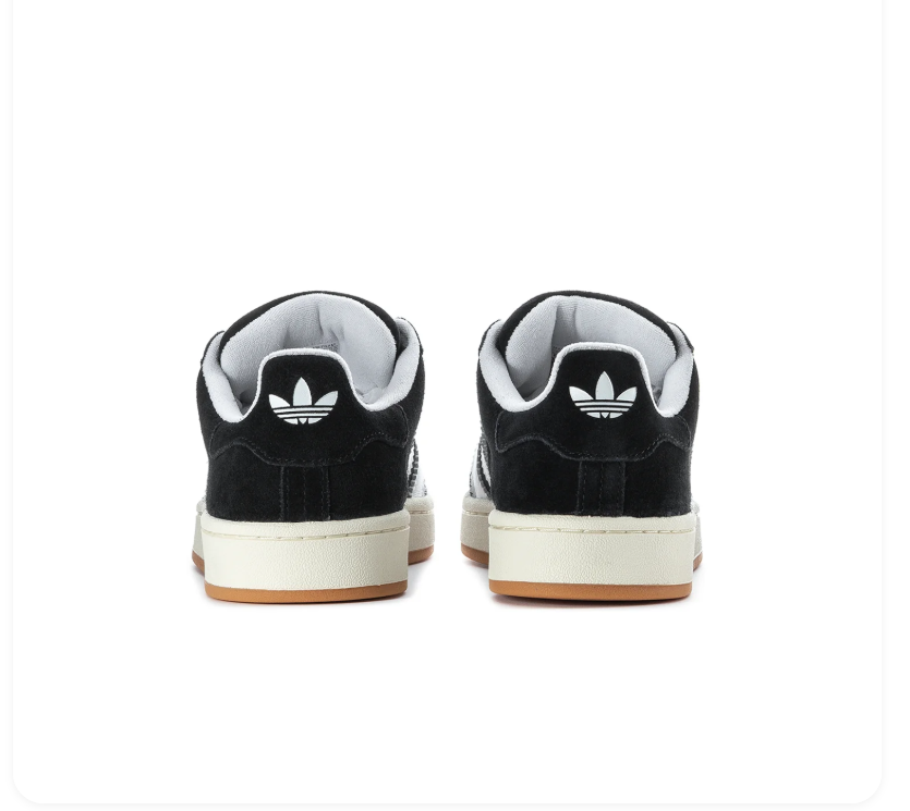 Adidas Campus Black and White Sneakers with Cream Midsole and Gum Outsole