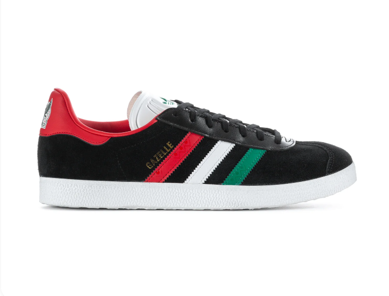 Adidas Gazelle Black Sneakers with Green, White and Red Stripes
