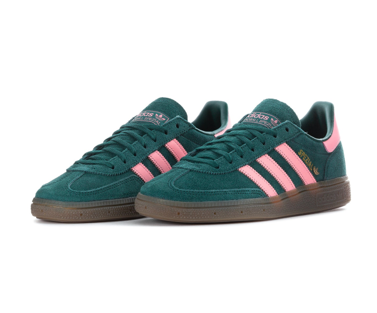 Adidas Handball Spezial Forest Green and Pink Sneakers with Brown Sole