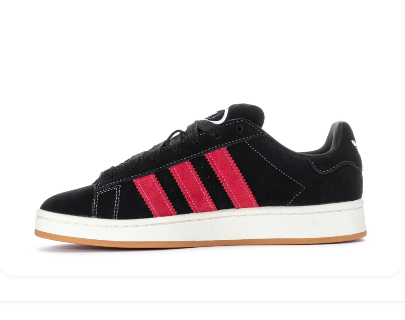 Adidas Campus Black Sneakers with Pink Stripes and Gum Outsole