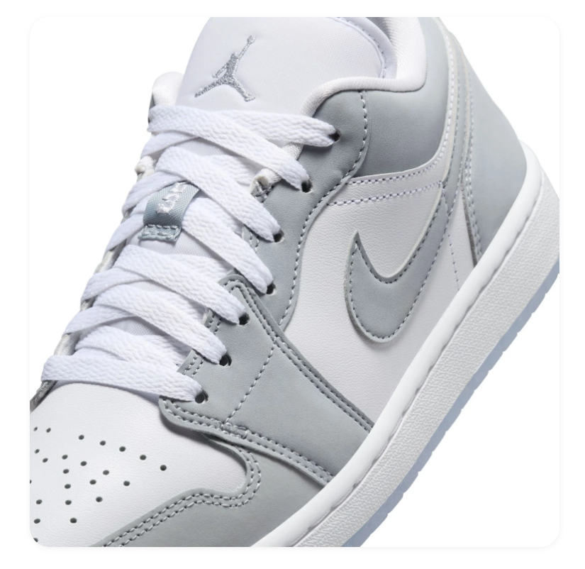 Air Jordan 1 Low Grey and White Sneakers