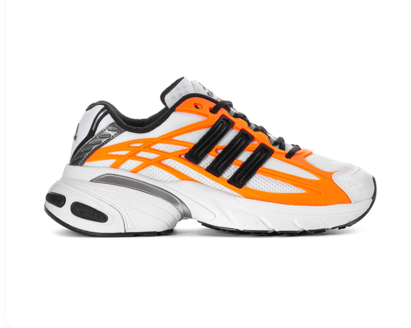 Adidas Adistar White and Orange Chunky Sneakers with Black Stripes