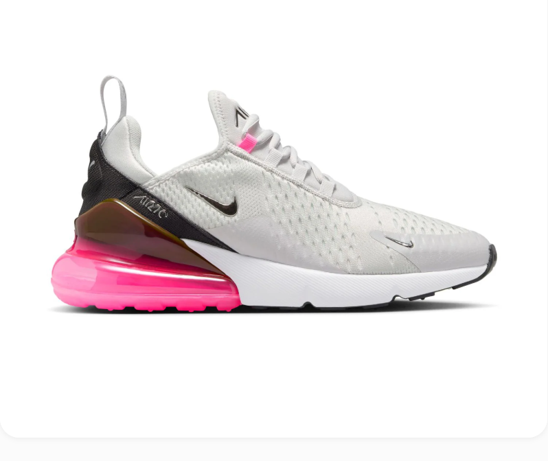 Nike Air Max 270 White Sneakers with Hot Pink Heel