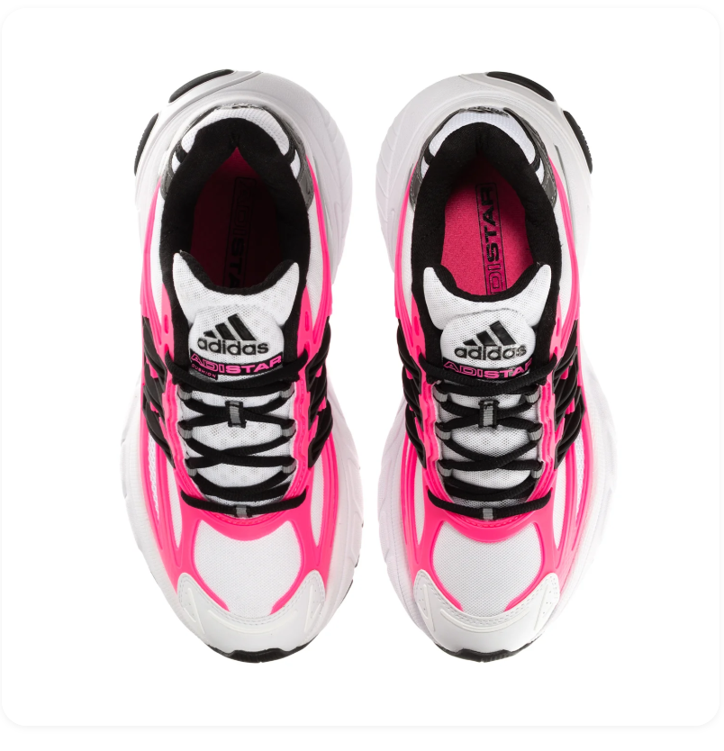 Adidas Adistar White and Pink Chunky Sneakers with Black Stripes
