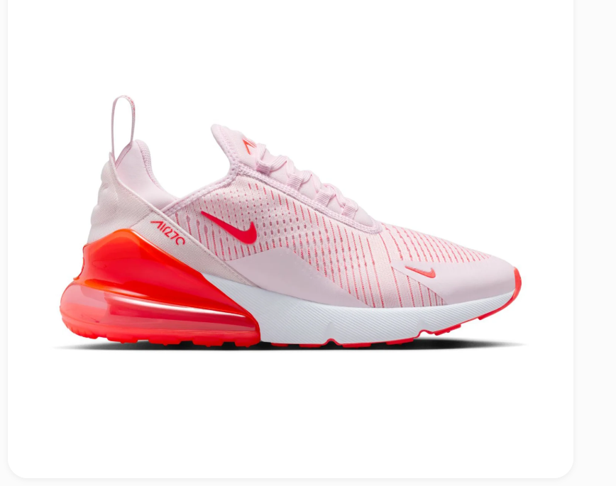 Nike Air Max 270 Pale Pink Sneakers with Bright Red Accents