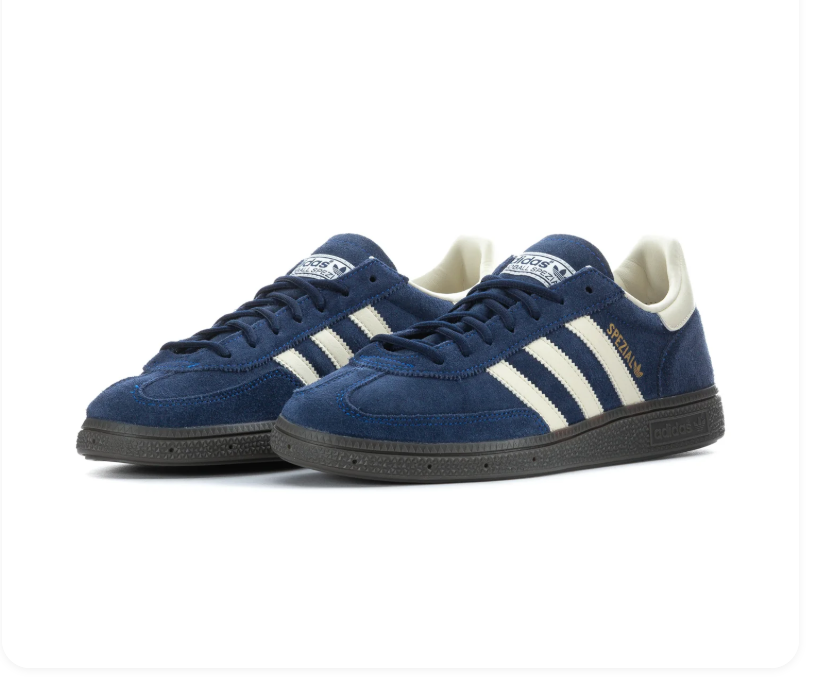 Adidas Handball Spezial Navy and Cream Sneakers with Dark Grey Sole