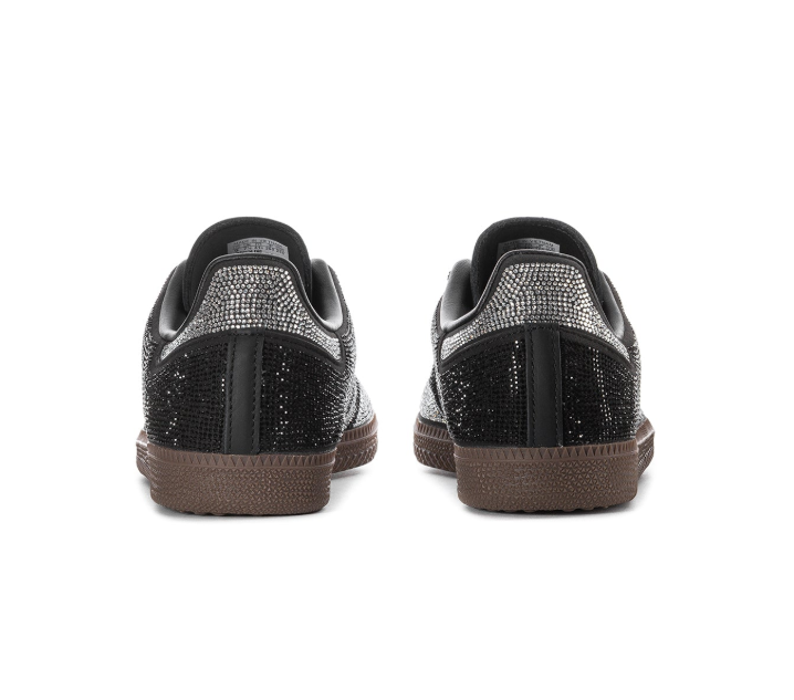 Adidas Black and Silver Rhinestone-Style Sneakers with Brown Sole