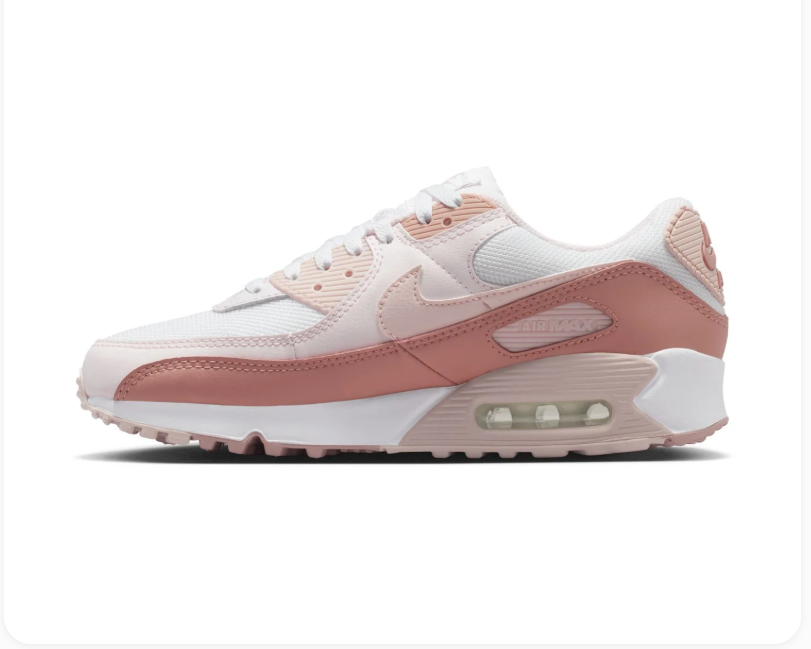 Nike Air Max 90 White Sneakers with Dusty Rose Accents