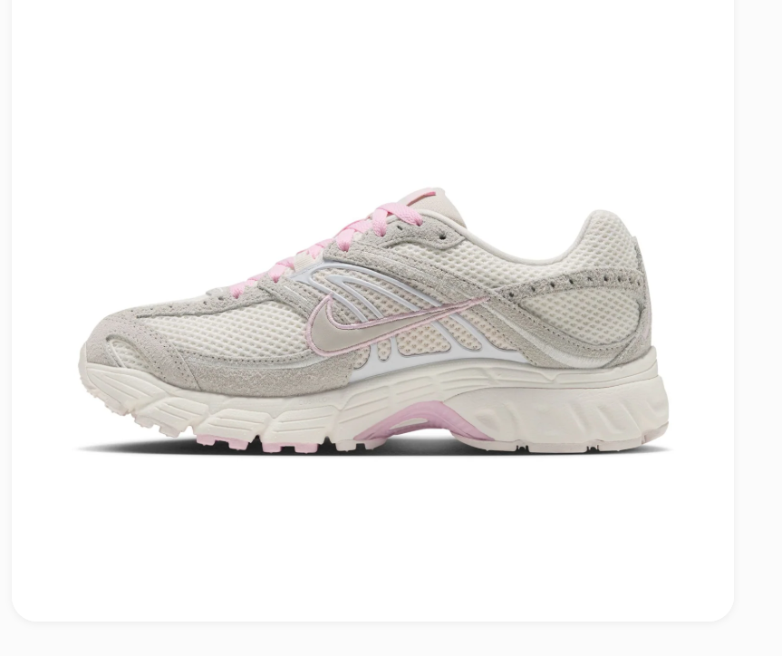 Nike Air Max Cream and Light Grey Sneakers with Pink Accents