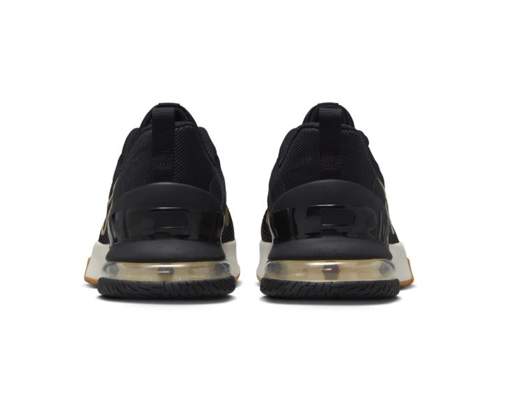 Nike Air Max Black Mesh Sneakers with Gold Accents and Gum Outsole
